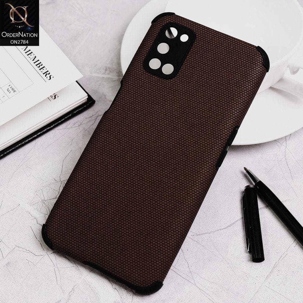 Oppo A52 Cover - Brown - Leather Jeans Texture Soft Case