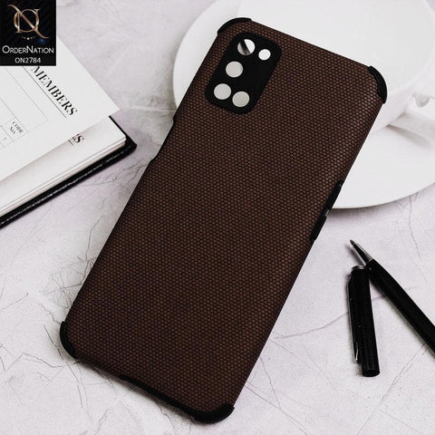 Oppo A92 Cover - Brown - Leather Jeans Texture Soft Case