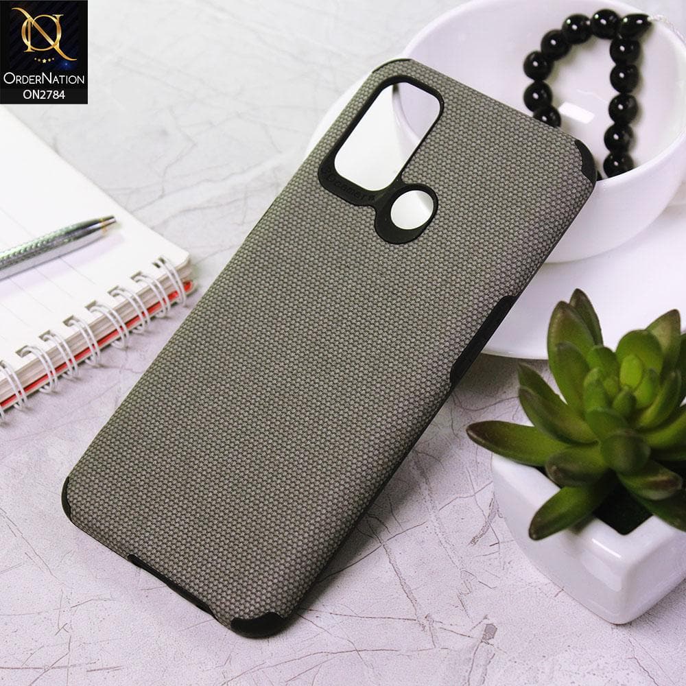 Oppo A53 Cover - Gray - Leather Jeans Texture Soft Case