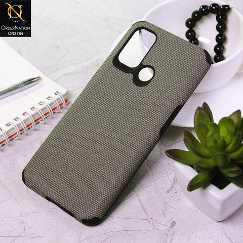 Oppo A53 Cover - Gray - Leather Jeans Texture Soft Case