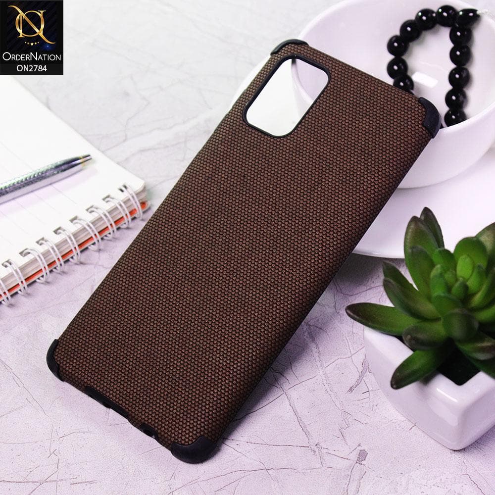 Samsung Galaxy A71 Cover - Brown - Leather Jeans Texture Soft Case