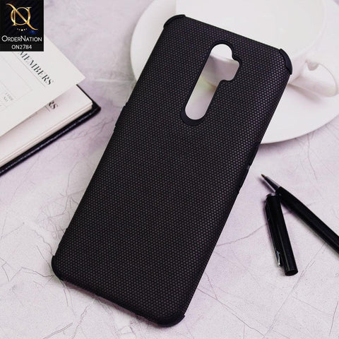 Oppo A9 2020 Cover - Black - Leather Jeans Texture Soft Case
