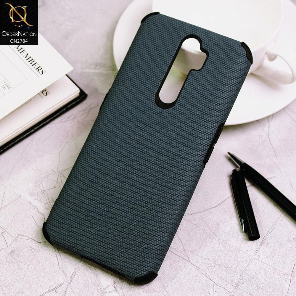 Oppo A5 2020 Cover - Blue - Leather Jeans Texture Soft Case