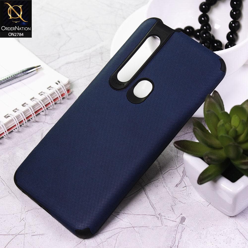 Tecno Camon 15 Premier Cover - Blue - Leather Jeans Texture Soft Case