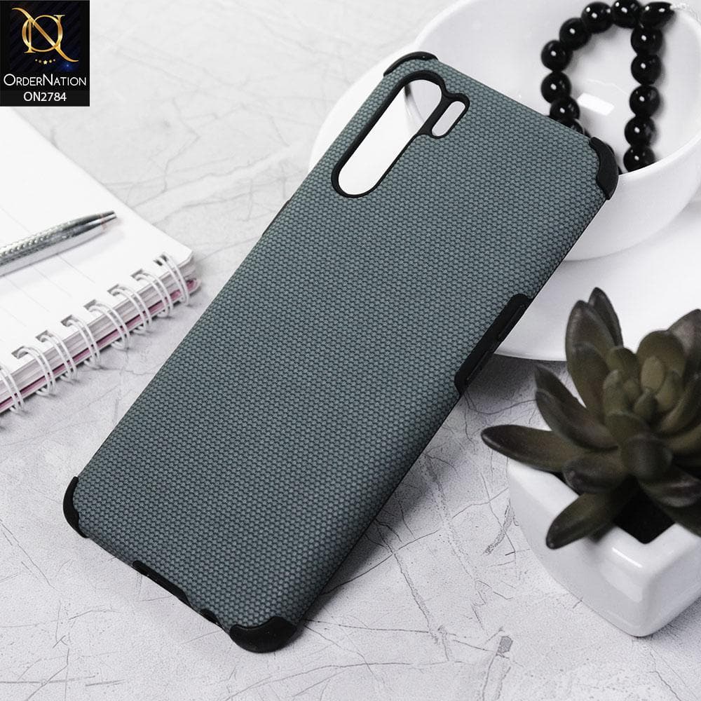 Oppo F15 Cover - Blue - Leather Jeans Texture Soft Case