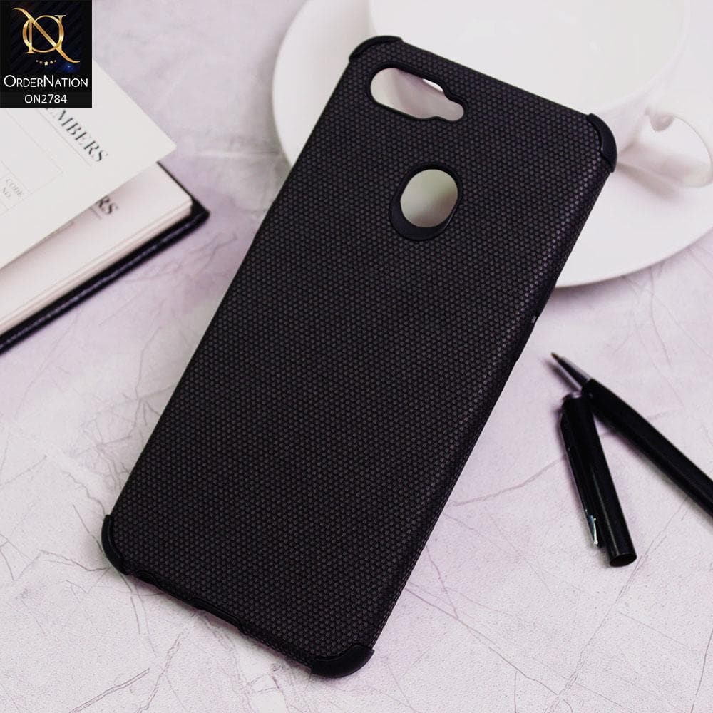 Oppo F9 / F9 Pro Cover - Black - Leather Jeans Texture Soft Case