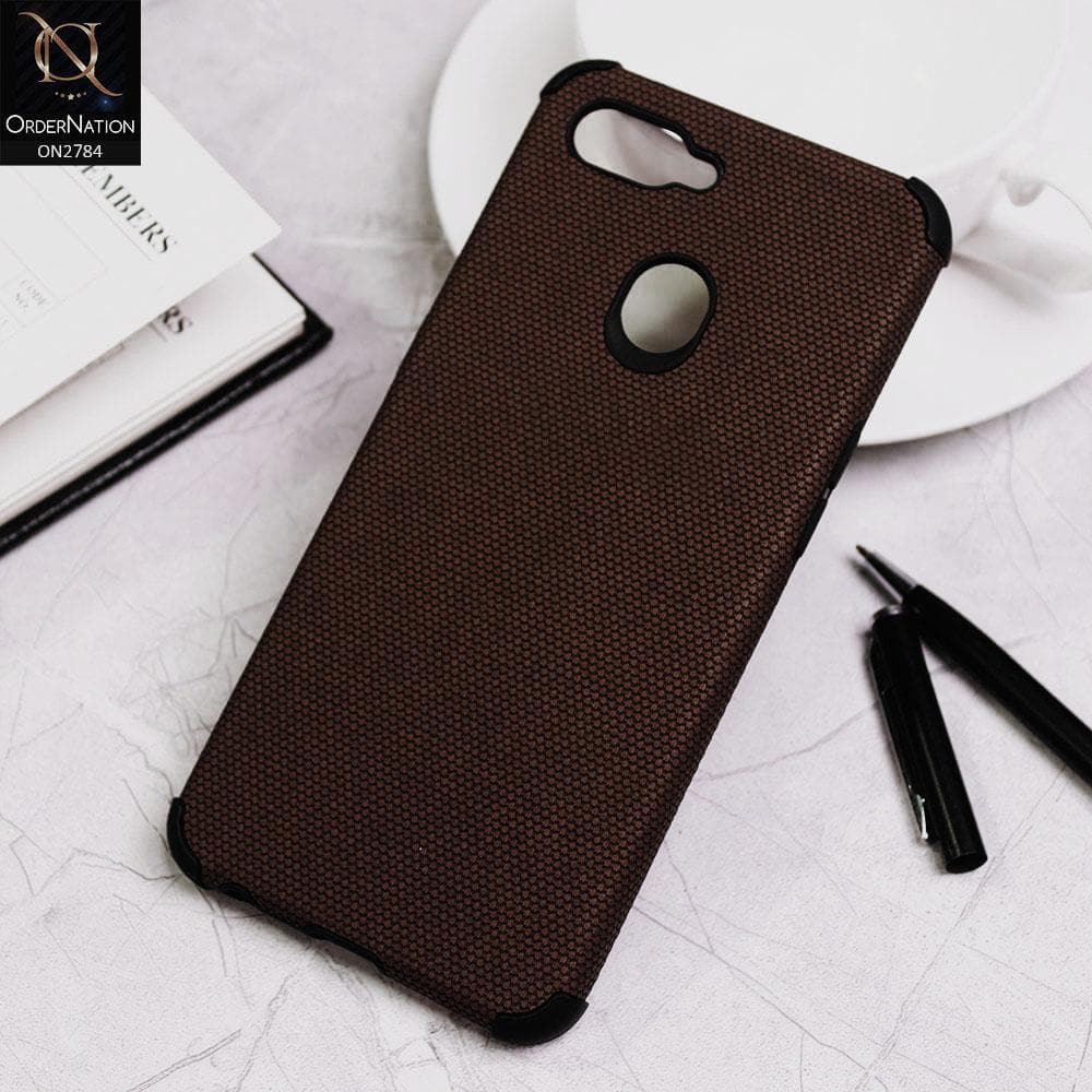 Realme 2 Pro Cover - Brown - Leather Jeans Texture Soft Case