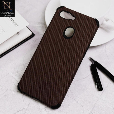 Oppo F9 / F9 Pro Cover - Brown - Leather Jeans Texture Soft Case