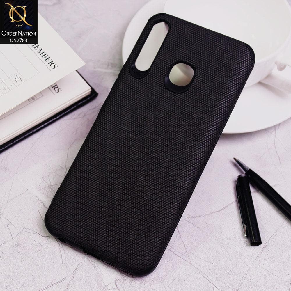 Tecno Camon 12 Cover - Black - Leather Jeans Texture Soft Case