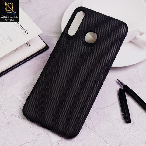 Tecno Camon 12 Cover - Black - Leather Jeans Texture Soft Case
