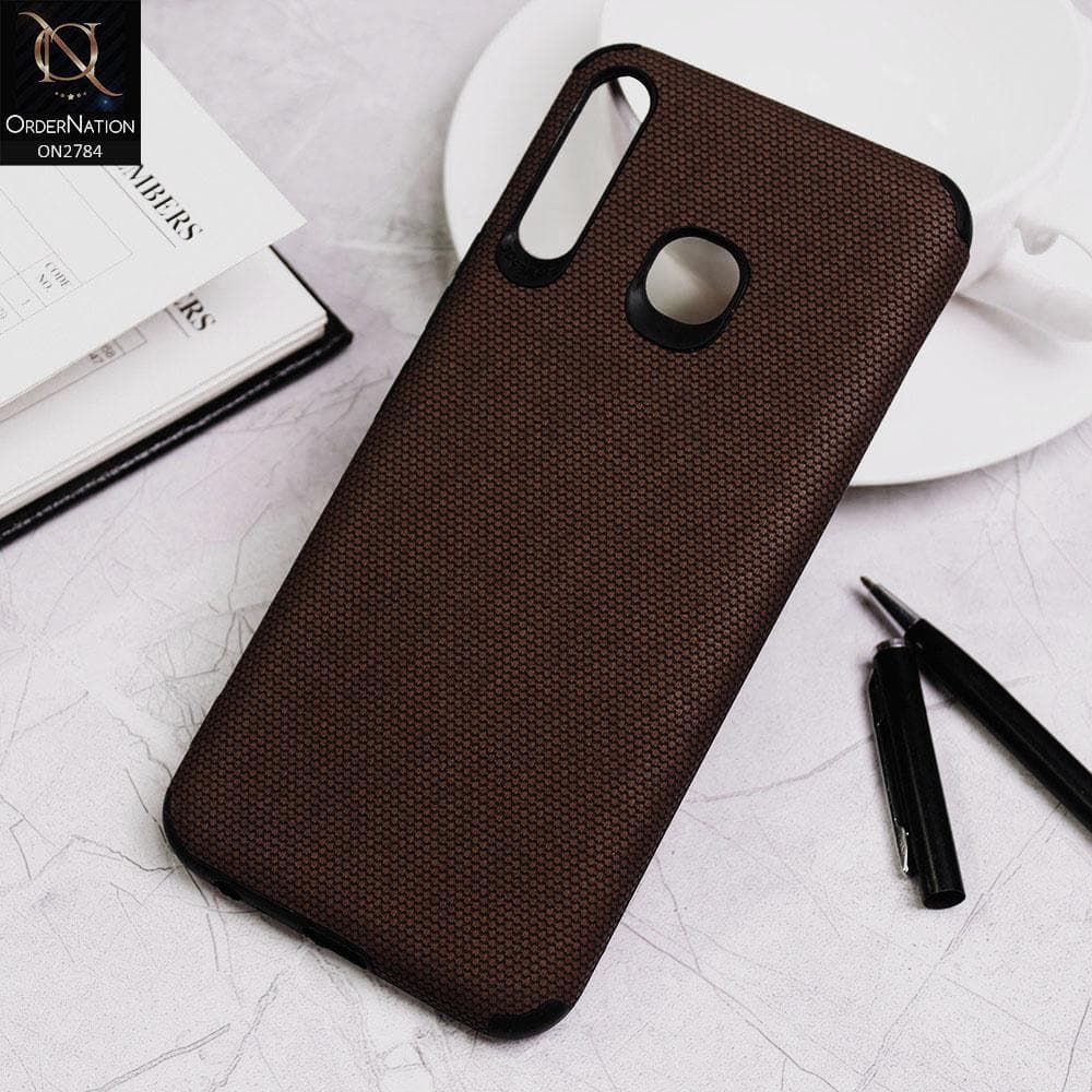 Tecno Spark 4 Cover - Brown - Leather Jeans Texture Soft Case