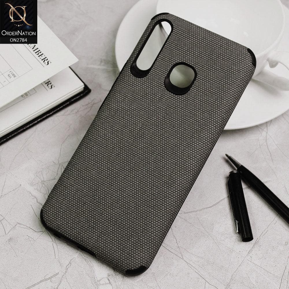Infinix Hot 8 Cover - Gray - Leather Jeans Texture Soft Case