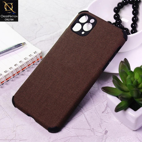iPhone 11 Pro Max Cover - Brown - Leather Jeans Texture Soft Case