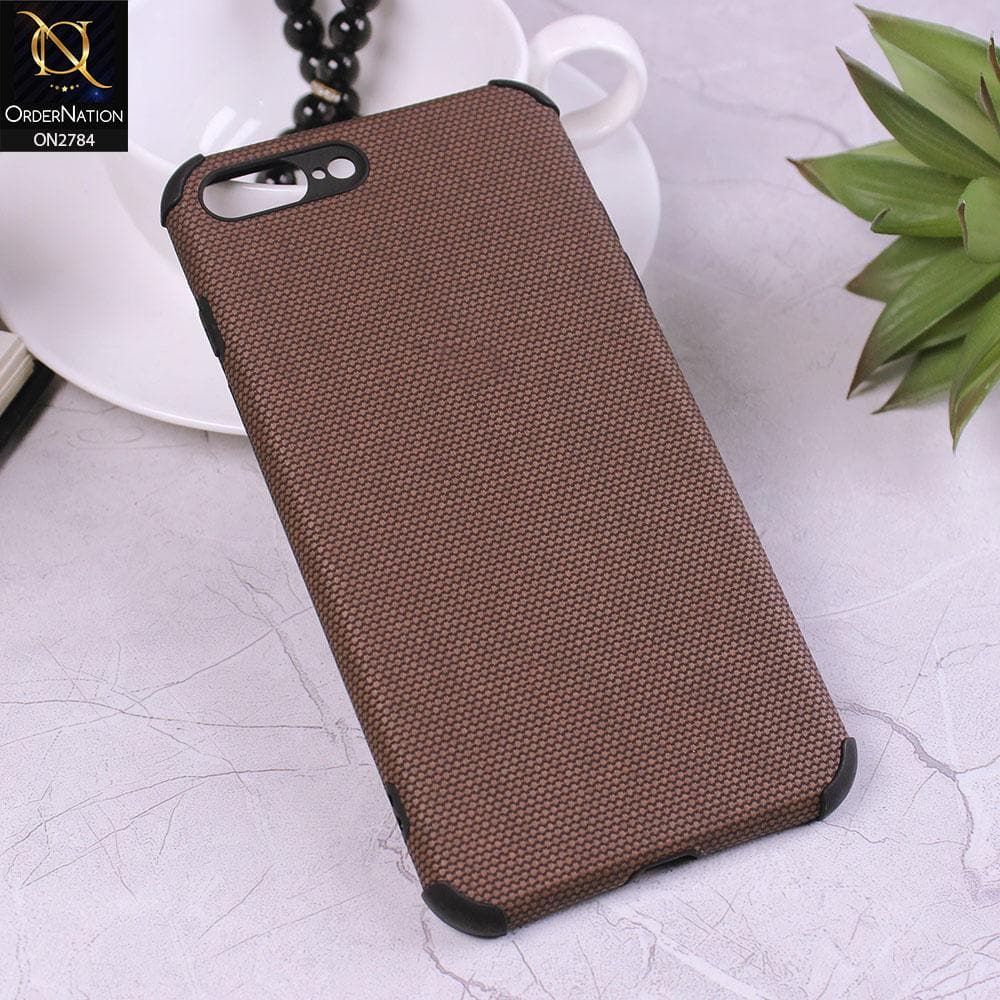 iPhone 8 Plus / 7 Plus Cover - Brown - Leather Jeans Texture Soft Case
