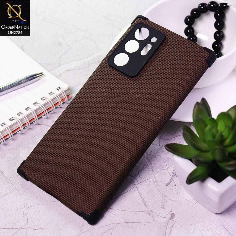 Samsung Galaxy Note 20 Ultra Cover - Brown - Leather Jeans Texture Soft Case