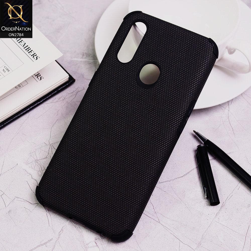 Oppo A8 Cover - Black - Leather Jeans Texture Soft Case