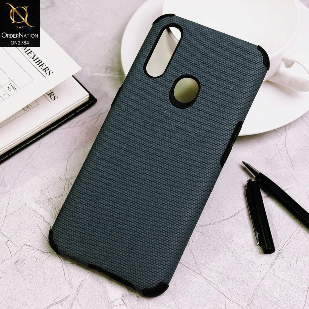 Oppo A8 Cover - Blue - Leather Jeans Texture Soft Case
