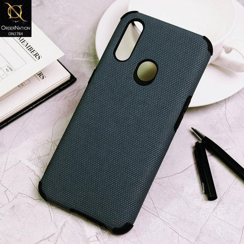 Oppo A8 Cover - Blue - Leather Jeans Texture Soft Case