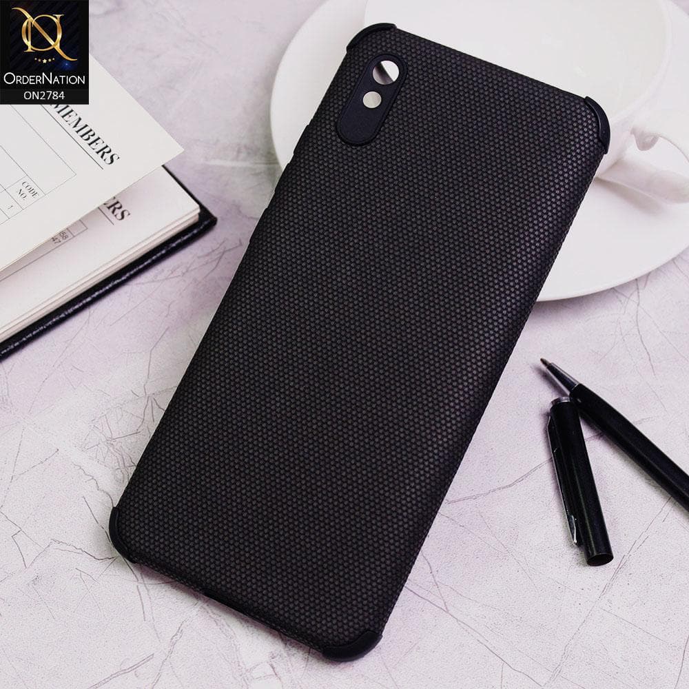 Xiaomi Redmi 9i Cover - Black - Leather Jeans Texture Soft Case