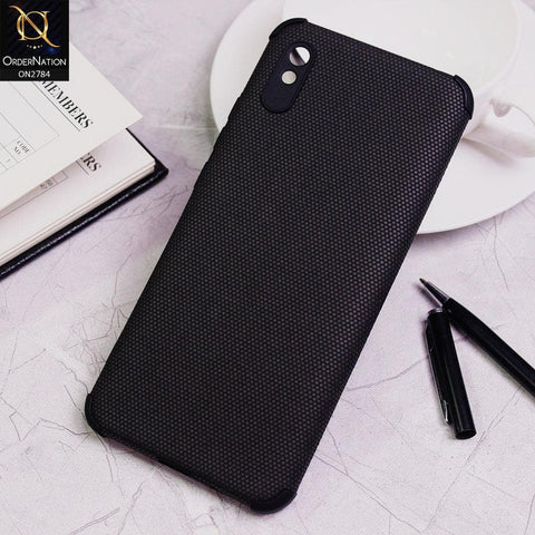 Xiaomi Redmi 9i Cover - Black - Leather Jeans Texture Soft Case