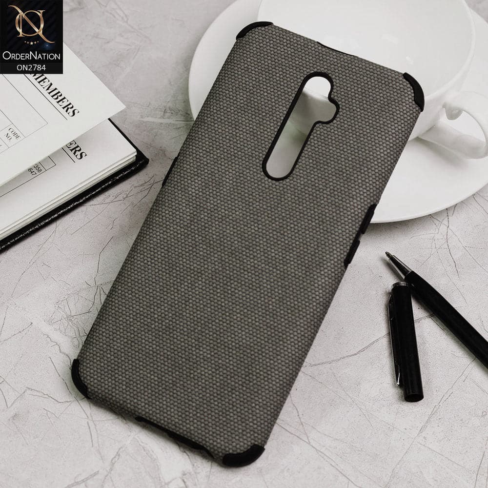 Oppo Reno 2F Cover - Gray - Leather Jeans Texture Soft Case