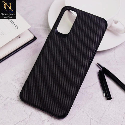 Oppo Reno 4 Cover - Black - Leather Jeans Texture Soft Case