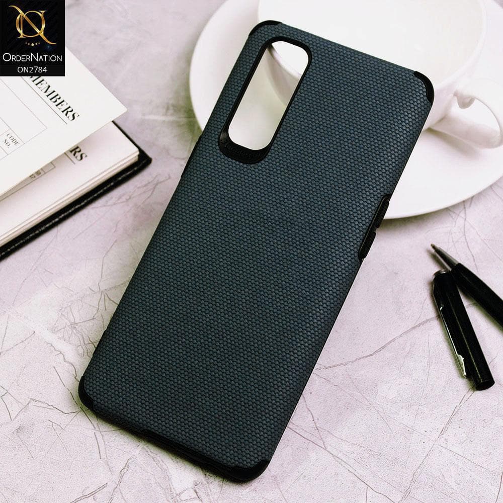 Oppo Reno 4 Pro Cover - Blue - Leather Jeans Texture Soft Case
