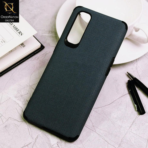 Oppo Reno 4 Pro Cover - Blue - Leather Jeans Texture Soft Case