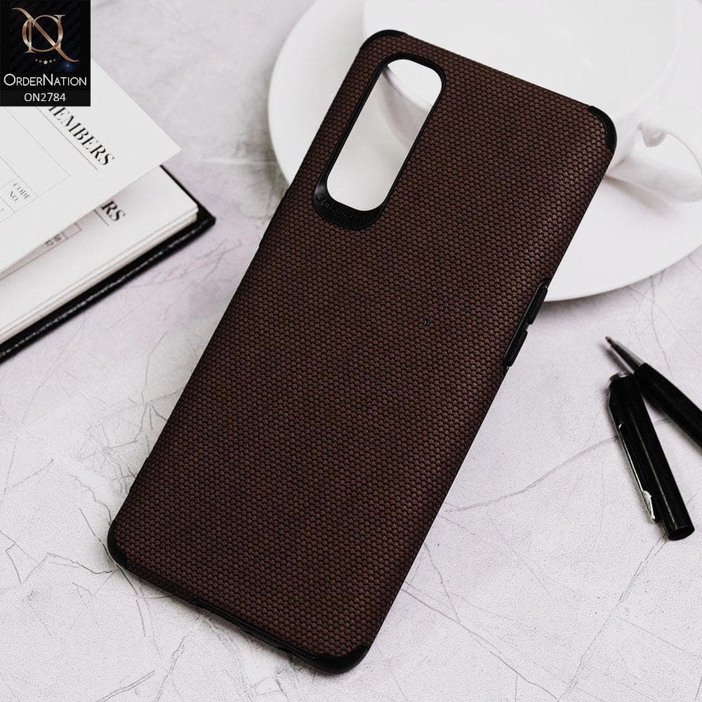 Oppo Reno 4 Pro Cover - Brown - Leather Jeans Texture Soft Case