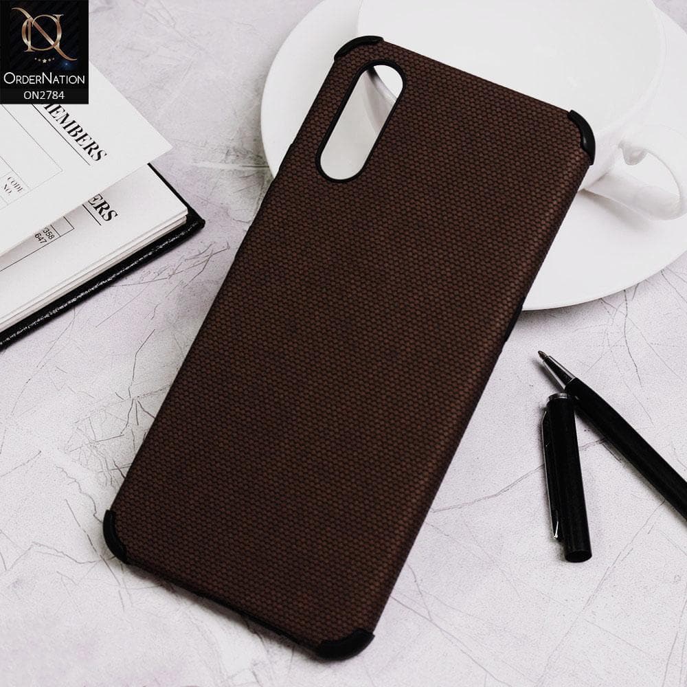 Vivo S1 Cover - Brown - Leather Jeans Texture Soft Case