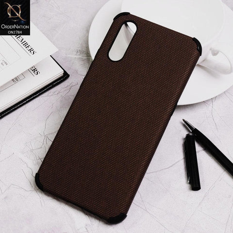 Vivo S1 Cover - Brown - Leather Jeans Texture Soft Case