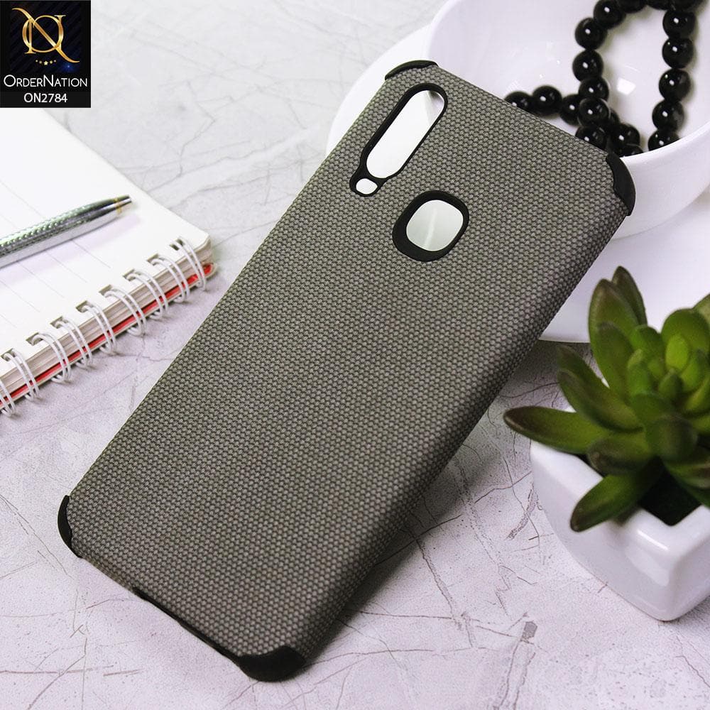 Vivo Y17 Cover - Gray - Leather Jeans Texture Soft Case