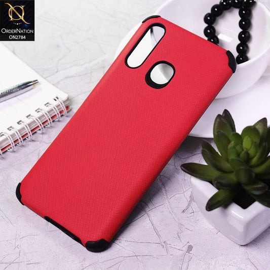 Vivo Y19 Cover - Red - Leather Jeans Texture Soft Case