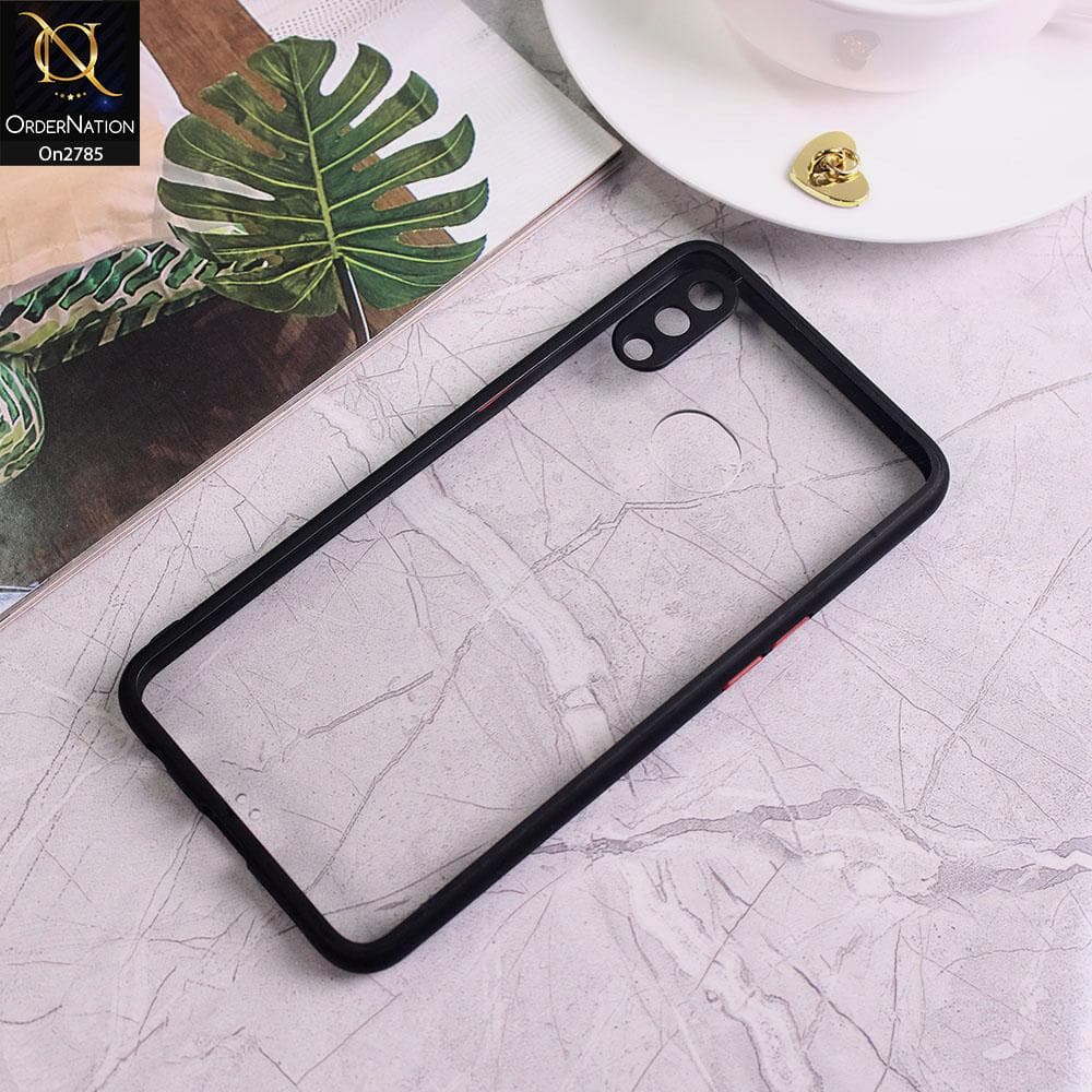 Samsung Galaxy A10s - Black - Camera Protection Shiny Acrylic Anti-Shock Bumper Transparent Back Case