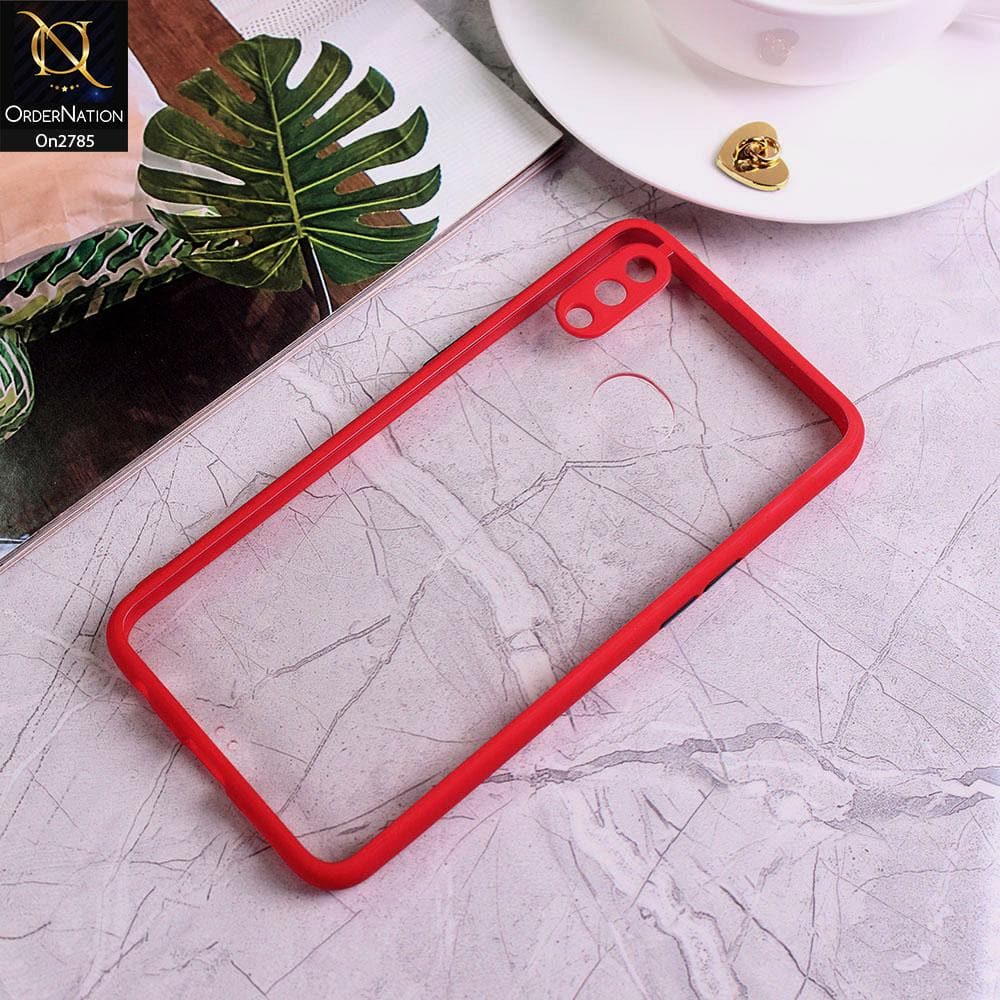 Samsung Galaxy A10s - Red - Camera Protection Shiny Acrylic Anti-Shock Bumper Transparent Back Case