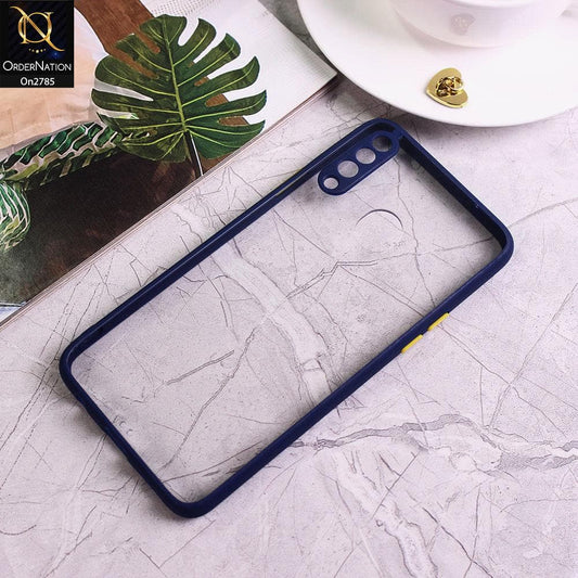 Samsung Galaxy A20s - Blue - Camera Protection Shiny Acrylic Anti-Shock Bumper Transparent Back Case