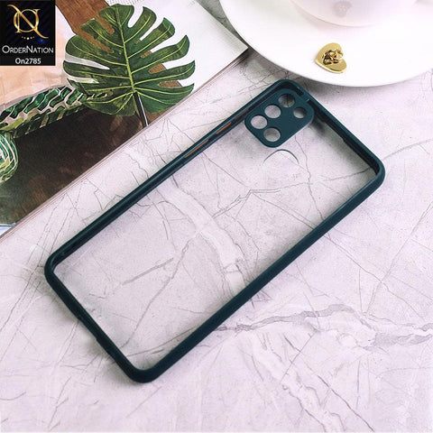 Samsung Galaxy A21s - Dark Green - Camera Protection Shiny Acrylic Anti-Shock Bumper Transparent Back Case