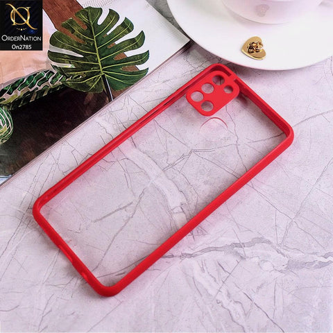 Samsung Galaxy A21s - Red - Camera Protection Shiny Acrylic Anti-Shock Bumper Transparent Back Case