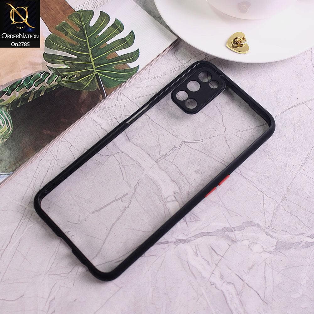 Oppo A92 - Black - Camera Protection Shiny Acrylic Anti-Shock Bumper Transparent Back Case