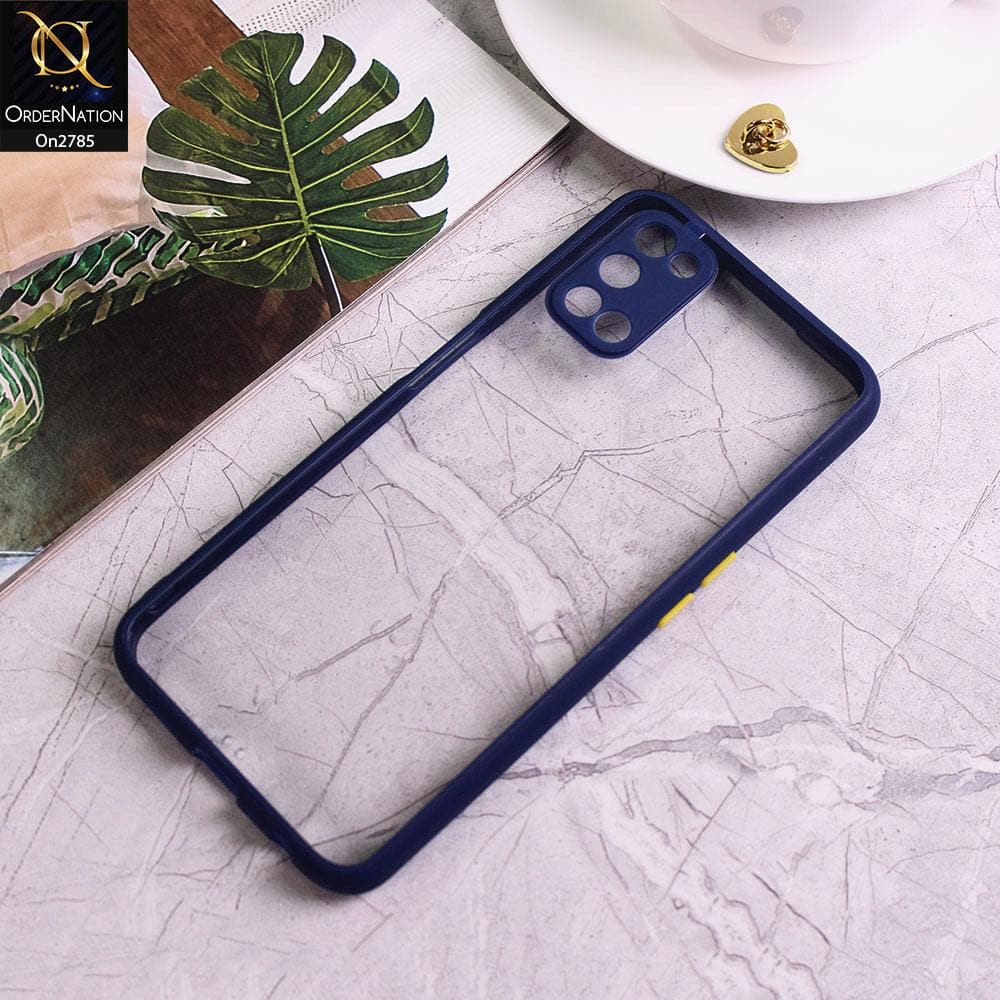 Oppo A72 - Blue - Camera Protection Shiny Acrylic Anti-Shock Bumper Transparent Back Case