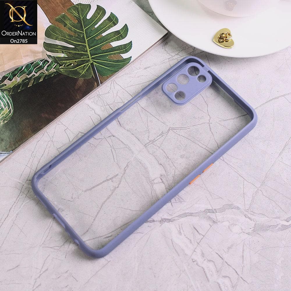 Oppo A92 - Gray - Camera Protection Shiny Acrylic Anti-Shock Bumper Transparent Back Case