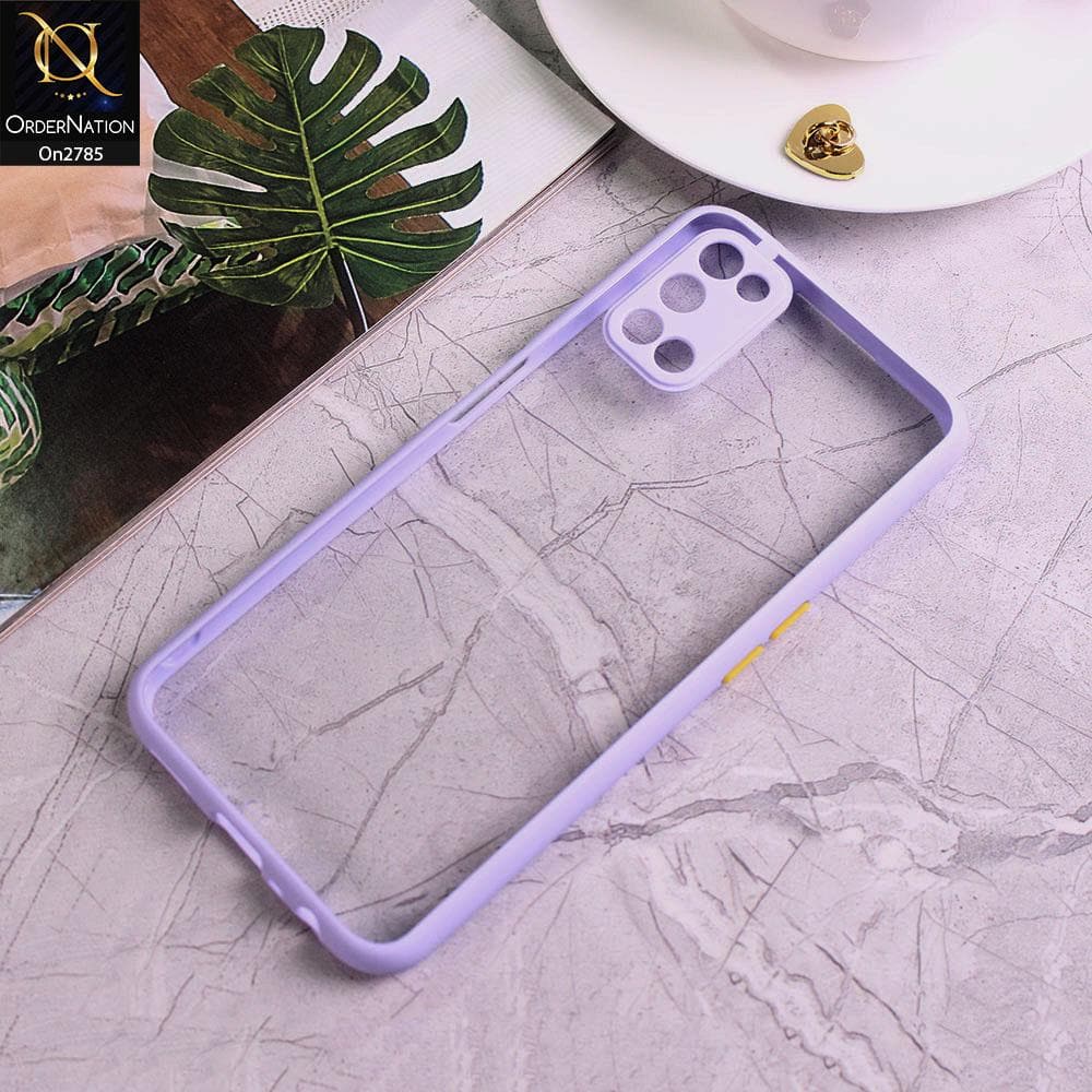 Oppo A72 - Purple - Camera Protection Shiny Acrylic Anti-Shock Bumper Transparent Back Case