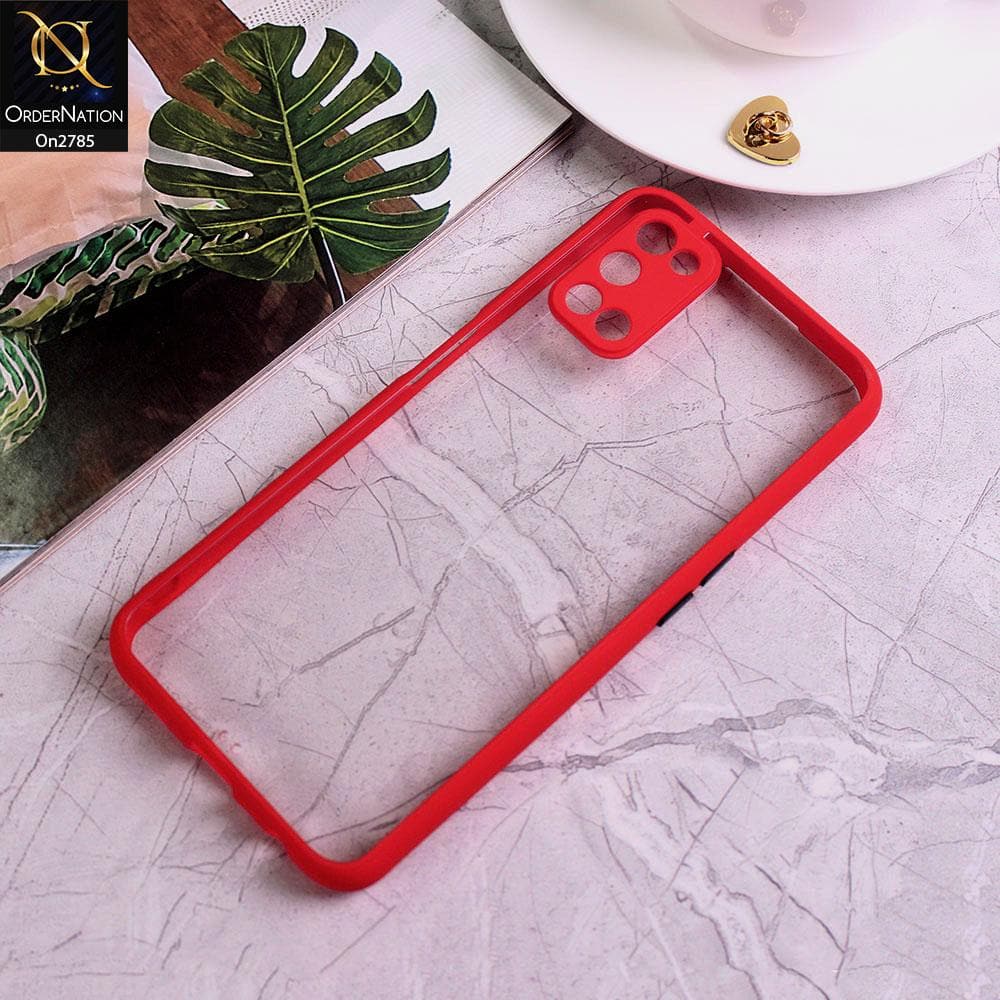 Oppo A52 - Red - Camera Protection Shiny Acrylic Anti-Shock Bumper Transparent Back Case