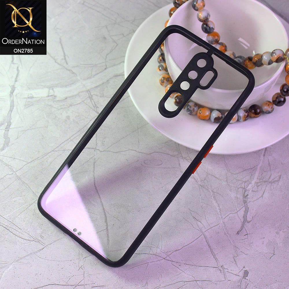 Oppo A9 2020 Cover - Black - Camera Protection Shiny Acrylic Anti-Shock Bumper Transparent Back Case