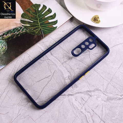 Oppo A9 2020 - Blue - Camera Protection Shiny Acrylic Anti-Shock Bumper Transparent Back Case