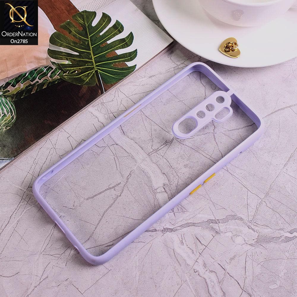 Oppo A9 2020 - Purple - Camera Protection Shiny Acrylic Anti-Shock Bumper Transparent Back Case