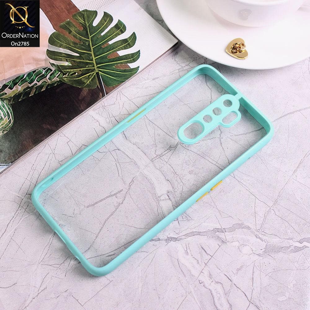 Oppo A9 2020 - Sea Green - Camera Protection Shiny Acrylic Anti-Shock Bumper Transparent Back Case