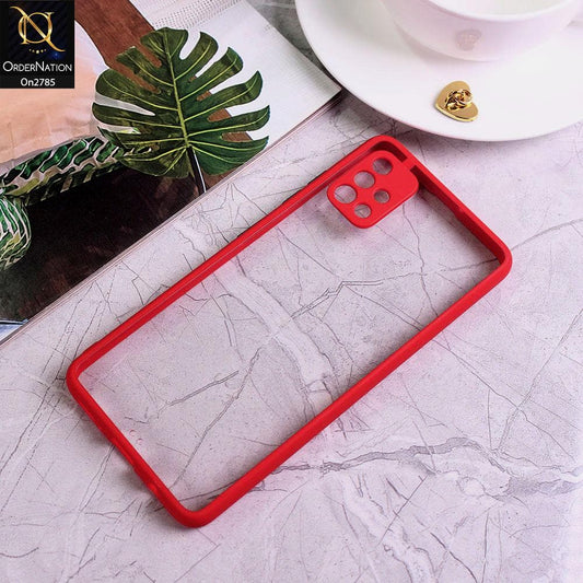 Samsung Galaxy A71 - Red - Camera Protection Shiny Acrylic Anti-Shock Bumper Transparent Back Case