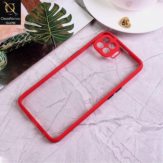 Oppo Reno 4 Lite - Red - Camera Protection Shiny Acrylic Anti-Shock Bumper Transparent Back Case