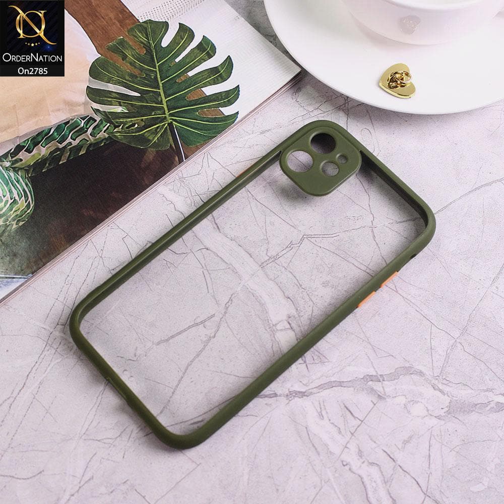 iPhone 11 - Green - Camera Protection Shiny Acrylic Anti-Shock Bumper Transparent Back Case